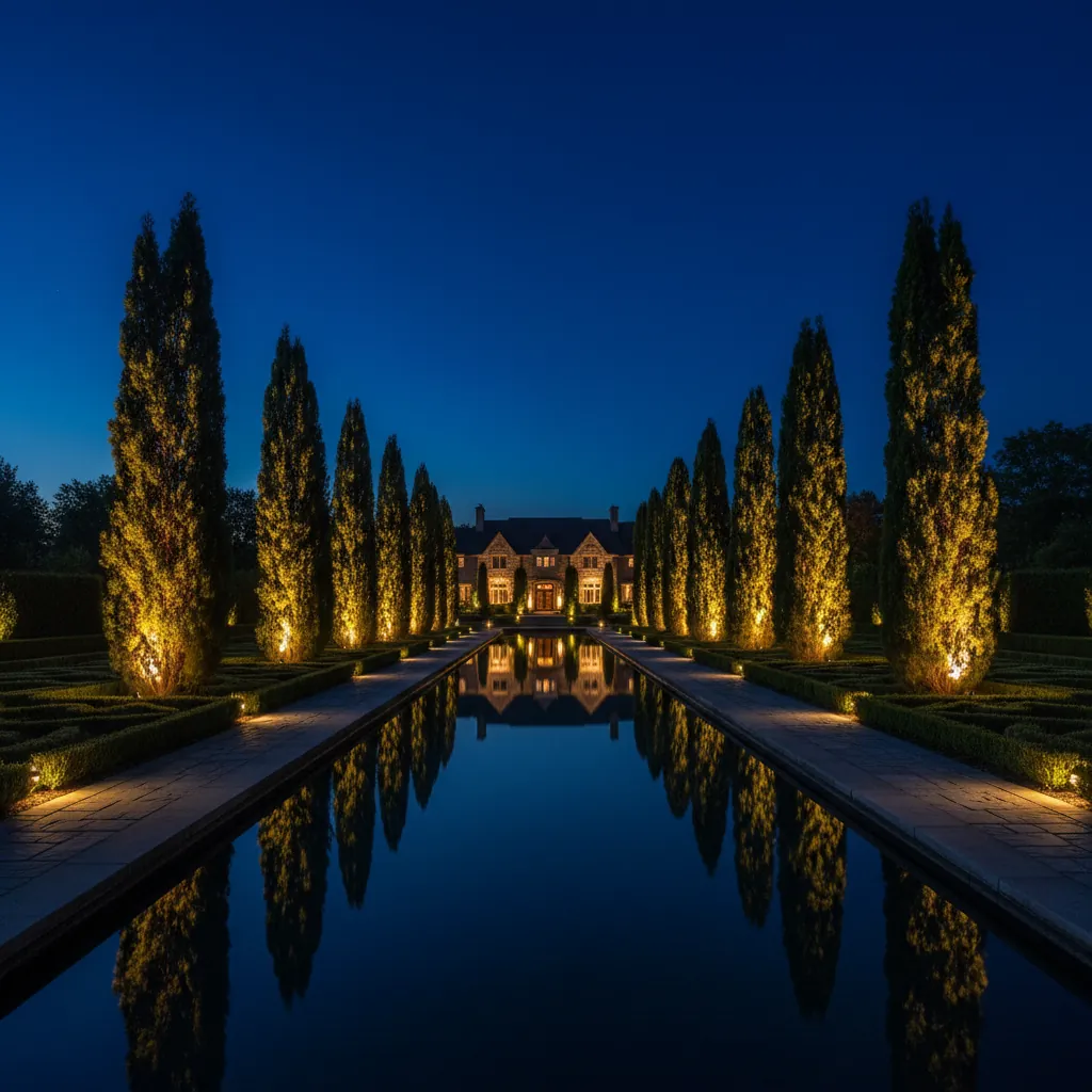 Pool and waterfall lighting installation